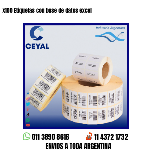 x100 Etiquetas con base de datos excel