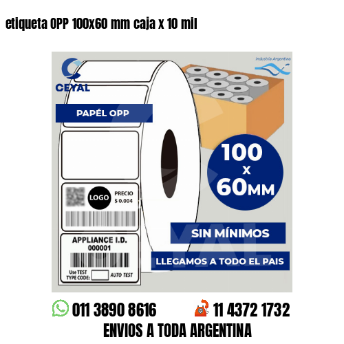 etiqueta OPP 100×60 mm caja x 10 mil