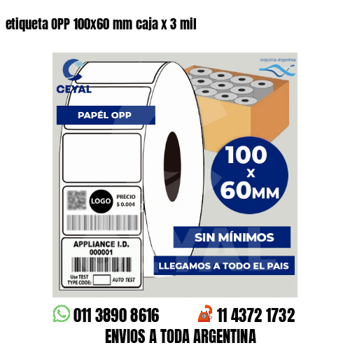 etiqueta OPP 100×60 mm caja x 3 mil