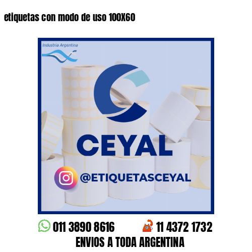 etiquetas con modo de uso 100X60