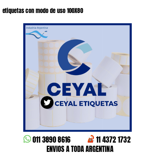 etiquetas con modo de uso 100X80