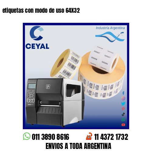 etiquetas con modo de uso 64X32