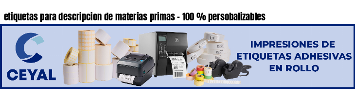 etiquetas para descripcion de materias primas - 100 % persobalizables