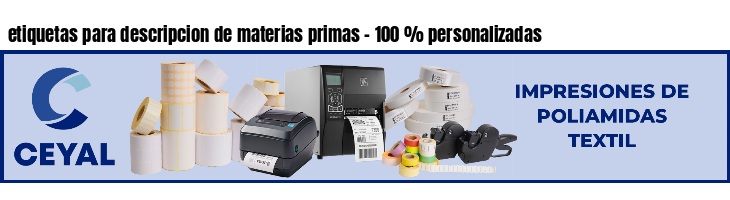 etiquetas para descripcion de materias primas - 100 % personalizadas