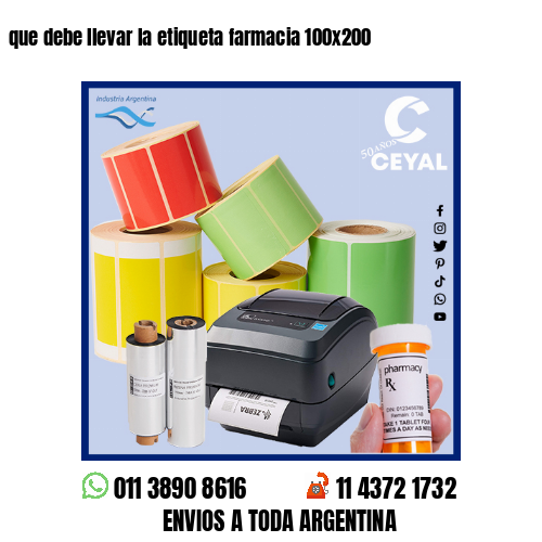 que debe llevar la etiqueta farmacia 100×200