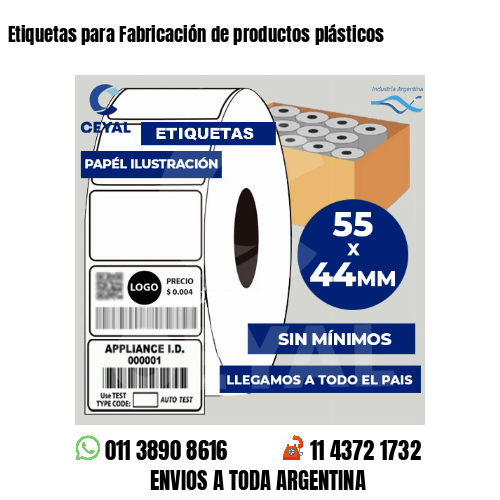 Etiquetas para Fabricación de productos plásticos