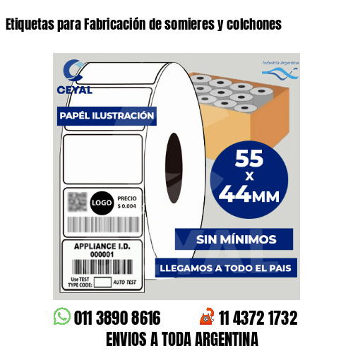 Etiquetas para Fabricación de somieres y colchones