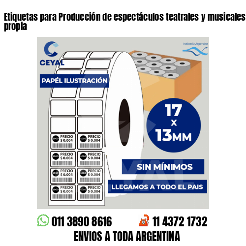 Etiquetas para Producción de espectáculos teatrales y musicales . Elaboración propia