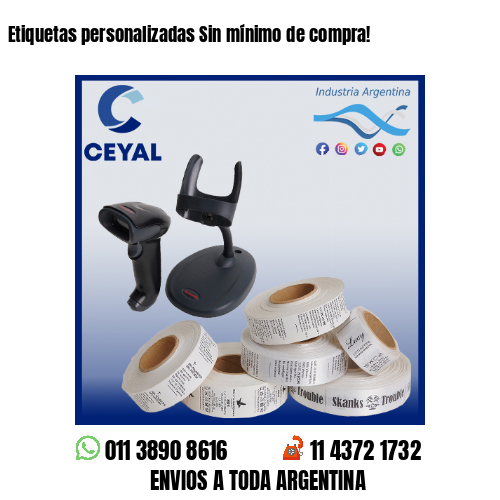 Etiquetas personalizadas Sin mínimo de compra!