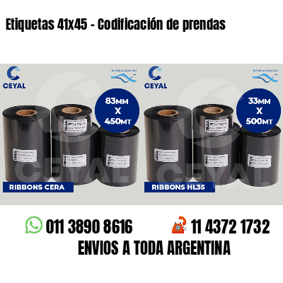 Etiquetas 41x45 - Codificación de prendas