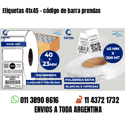 Etiquetas 41x45 - código de barra prendas