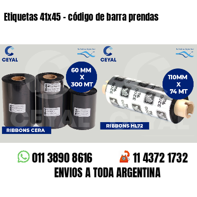 Etiquetas 41x45 - código de barra prendas
