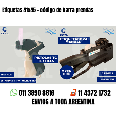 Etiquetas 41x45 - código de barra prendas