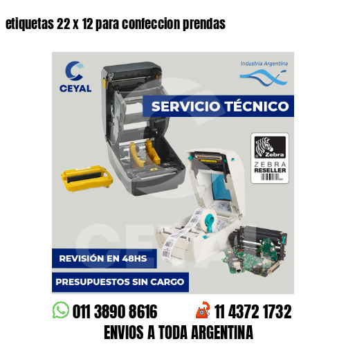 etiquetas 22 x 12 para confeccion prendas