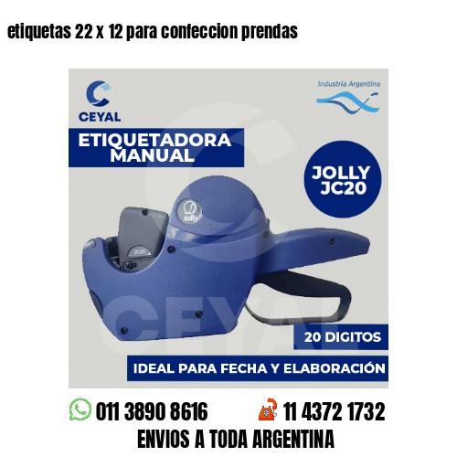 etiquetas 22 x 12 para confeccion prendas