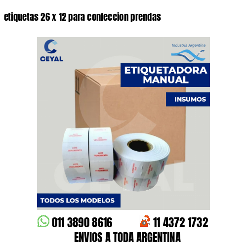 etiquetas 26 x 12 para confeccion prendas