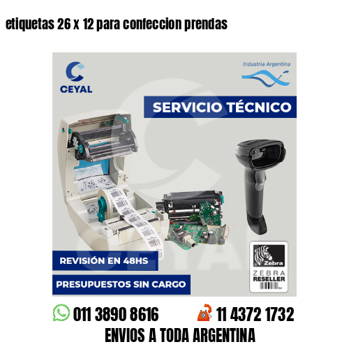etiquetas 26 x 12 para confeccion prendas