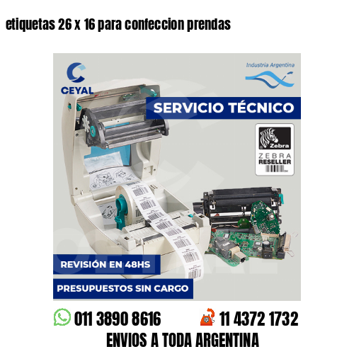 etiquetas 26 x 16 para confeccion prendas