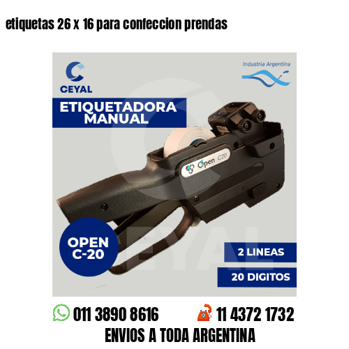 etiquetas 26 x 16 para confeccion prendas