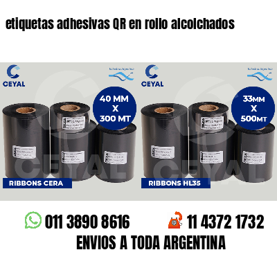 etiquetas adhesivas QR en rollo alcolchados
