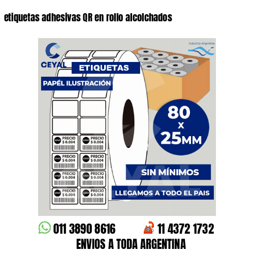 etiquetas adhesivas QR en rollo alcolchados