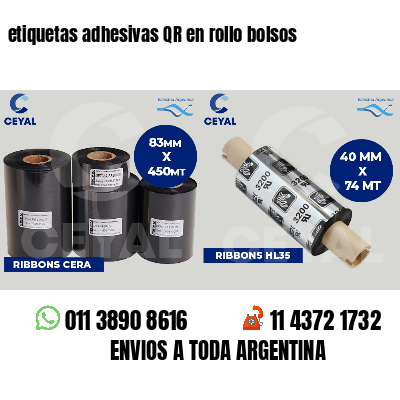 etiquetas adhesivas QR en rollo bolsos