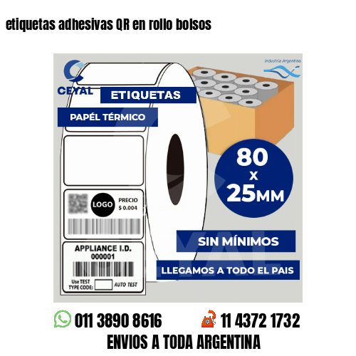 etiquetas adhesivas QR en rollo bolsos