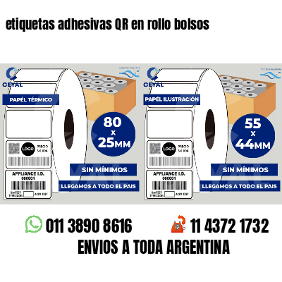 etiquetas adhesivas QR en rollo bolsos