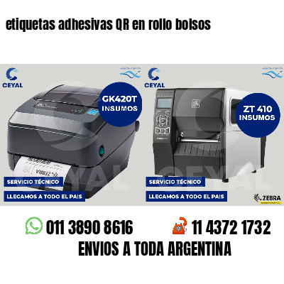 etiquetas adhesivas QR en rollo bolsos