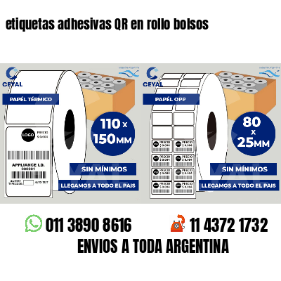 etiquetas adhesivas QR en rollo bolsos