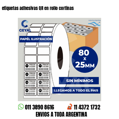 etiquetas adhesivas QR en rollo cortinas