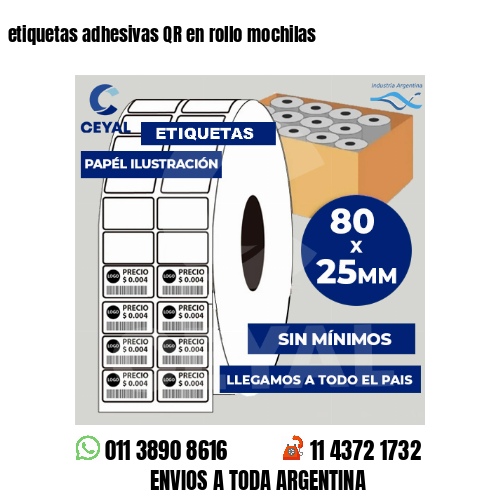 etiquetas adhesivas QR en rollo mochilas