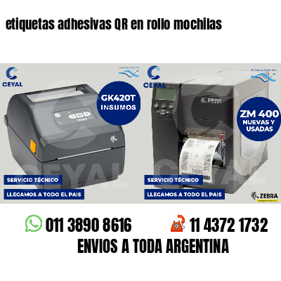 etiquetas adhesivas QR en rollo mochilas