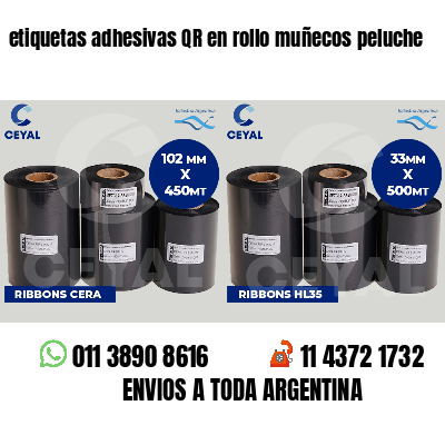 etiquetas adhesivas QR en rollo muñecos peluche