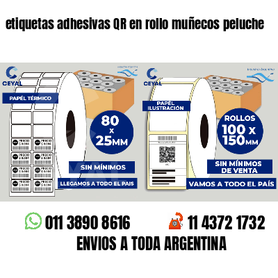 etiquetas adhesivas QR en rollo muñecos peluche