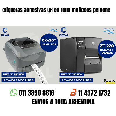 etiquetas adhesivas QR en rollo muñecos peluche