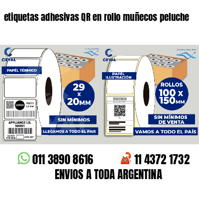 etiquetas adhesivas QR en rollo muñecos peluche