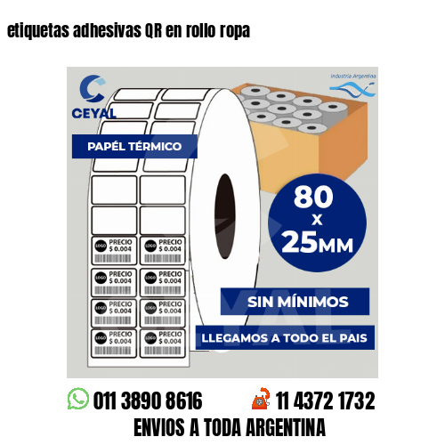 etiquetas adhesivas QR en rollo ropa