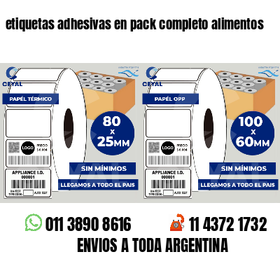 etiquetas adhesivas en pack completo alimentos