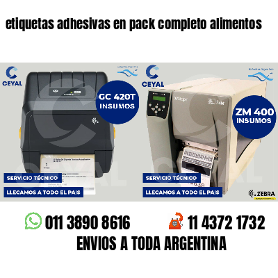 etiquetas adhesivas en pack completo alimentos