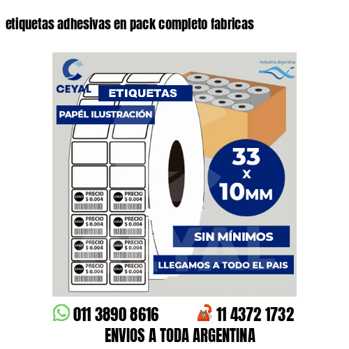 etiquetas adhesivas en pack completo fabricas