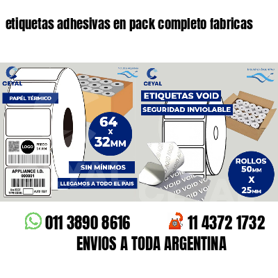 etiquetas adhesivas en pack completo fabricas