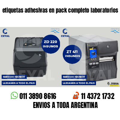 etiquetas adhesivas en pack completo laboratorios