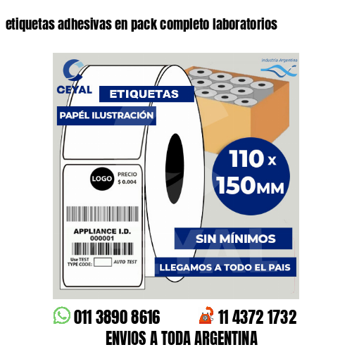 etiquetas adhesivas en pack completo laboratorios