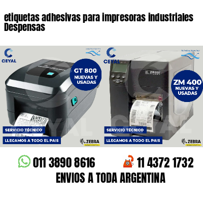 etiquetas adhesivas para impresoras industriales Despensas