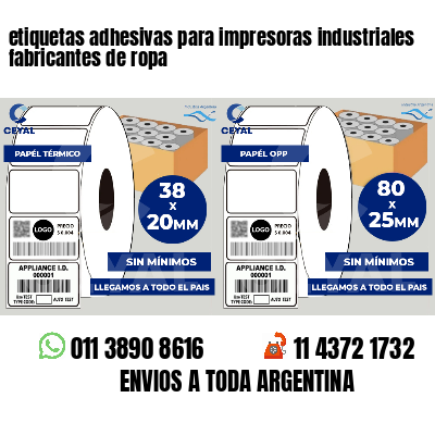 etiquetas adhesivas para impresoras industriales fabricantes de ropa