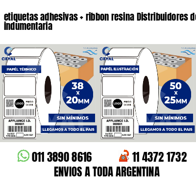 etiquetas adhesivas ribbon resina Distribuidores de indumentaria
