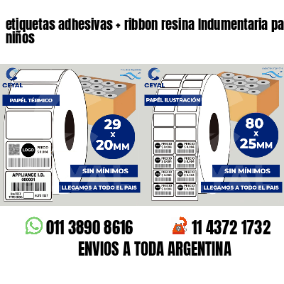 etiquetas adhesivas   ribbon resina Indumentaria para niños