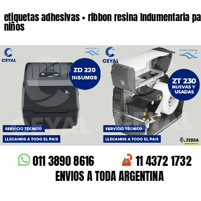 etiquetas adhesivas ribbon resina Indumentaria para niños