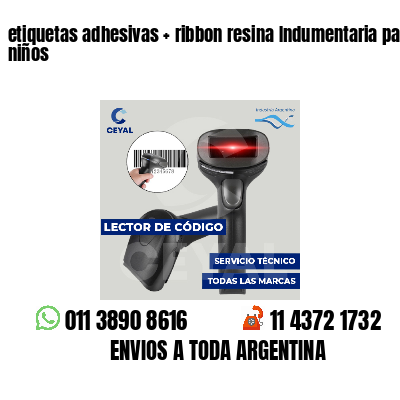 etiquetas adhesivas ribbon resina Indumentaria para niños